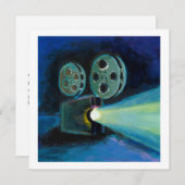 Filmprojector, kleurrijke expressieve tekenkunst aankondiging (Voorkant / Achterkant)