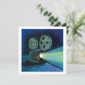 Filmprojector, kleurrijke expressieve tekenkunst aankondiging (Staand voorkant)