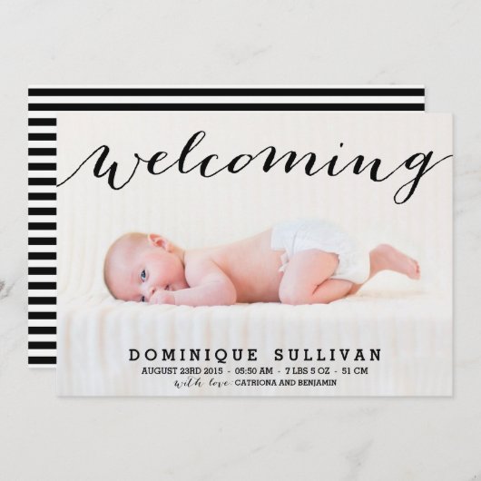 Filmpublicatie van whimsical Black Script Photo Bi Aankondiging (Voorkant / Achterkant)