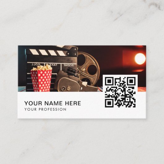 Filmregisseur QR Code Business Car Visitekaartje (Voorkant)