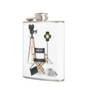Filmregisseursstoel en Vintage filmcamera set Heupfles (Links)