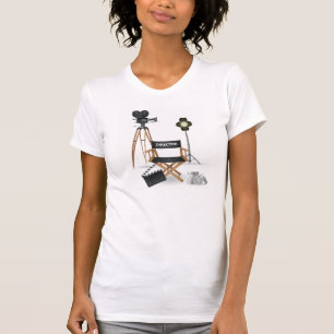 Filmregisseursstoel en vintage filmcameraset t-shirt