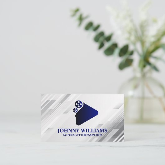 filmrol | Speel Button Logo Visitekaartje (Staand voorkant)