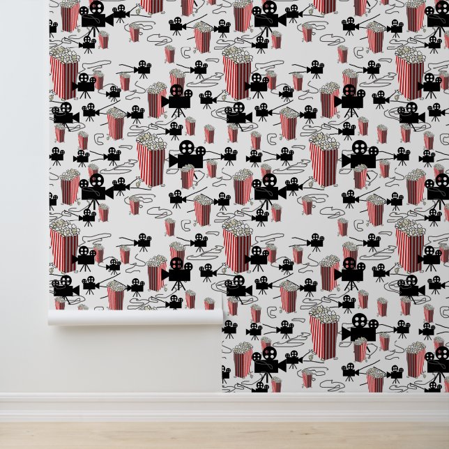 Filmrollen en popcorn behang (Applicatie)