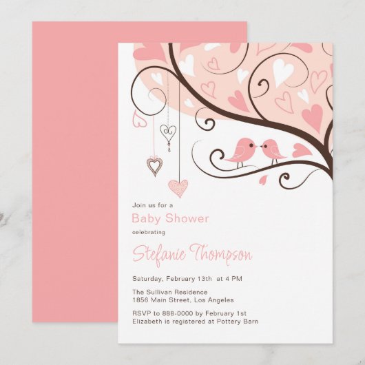 Filmroze Baby shower Kaart (Voorkant / Achterkant)