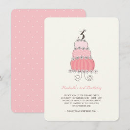 Filmroze Cake Girl 3rd Birthday Party Invite Kaart