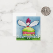 Filmroze en groene Waterverf Notitiekaartje (Voorkant / Achterkant in situ)