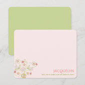 Filmroze Floral Blooms Chic Girl Baby shower Bedankkaart (Voorkant / Achterkant)