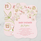 Filmroze Floral Blooms Chic Girl Baby shower Kaart (Voorkant / Achterkant)