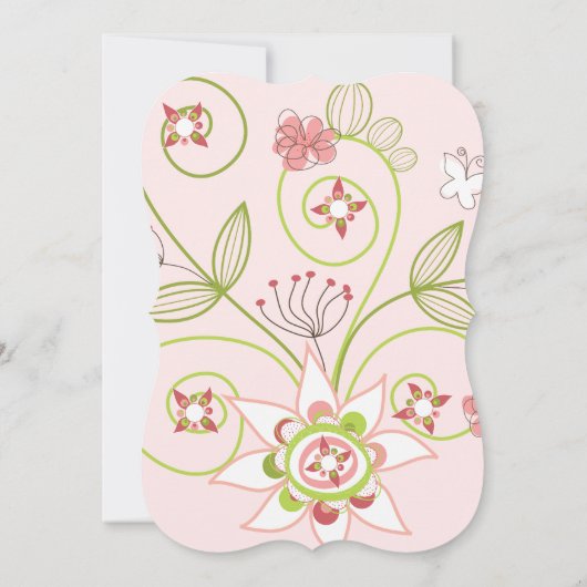 Filmroze Floral Blooms Chic Girl Baby shower Kaart (Achterkant)