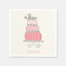 Filmroze meisje 3e verjaardag Cake Kinder Partij Servet