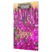 Filmroze paars Glitter gouddruppels monogram Klembord (Links)