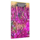 Filmroze paars Glitter gouddruppels monogram Klembord (Rechts)