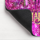 Filmroze paars Glitter gouddruppels monogram Muismat (Hoek)