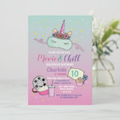 Films en Chill Birthday Unicorn Slumber Kaart (Staand voorkant)