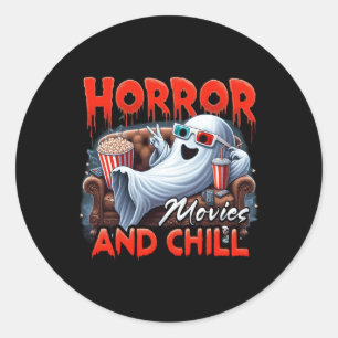 Films en Chill Spooky Ghost Movie Liefhebbers Gesc Ronde Sticker