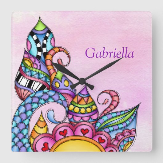 Films en cirkels vierkante klok (Voorkant)