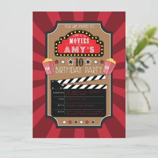 Films Hollywood Party Uitnodigingen (Staand voorkant)