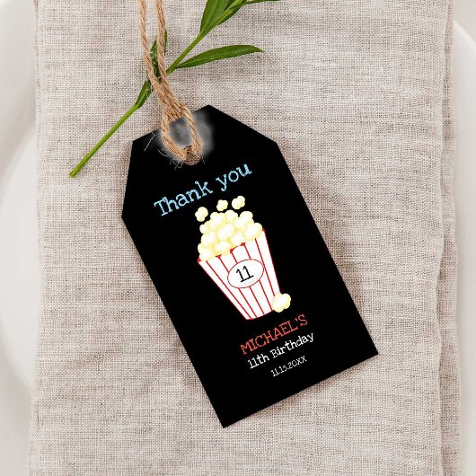 Films Night Birthday Party Dank je Popcorn Cadeaulabel