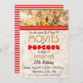 Films & Popcorn Birthday Party Invitation Kaart (Voorkant / Achterkant)