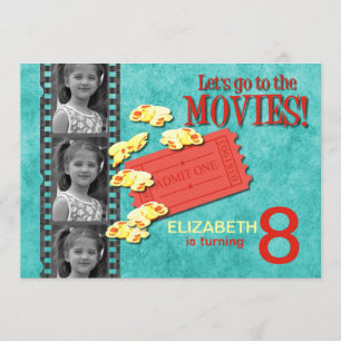 Films & Popcorn Foto Birthday Party Invitation Kaart