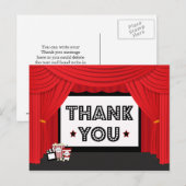 Filmscherm en gordijn verjaardagsfeestje bedankt briefkaart (Voorkant / Achterkant)