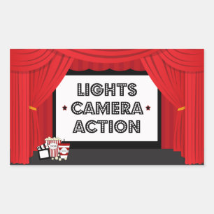 Filmscherm en gordijn verjaardagsfeestje stickers