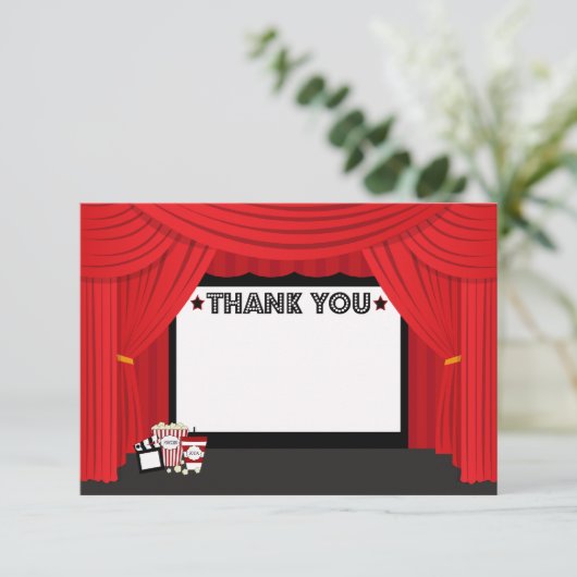 Filmscherm en gordijnverjaardag Dank u kaart (Staand voorkant)