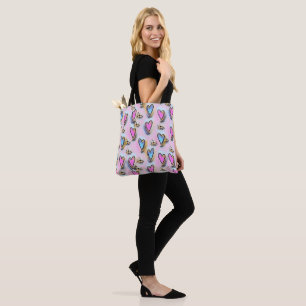 Filmscherpe roze harten kleurrijke tekening tote bag