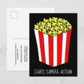 Filmscreeningtheater Popcorn Party Uitnodiging Briefkaart (Voorkant / Achterkant)