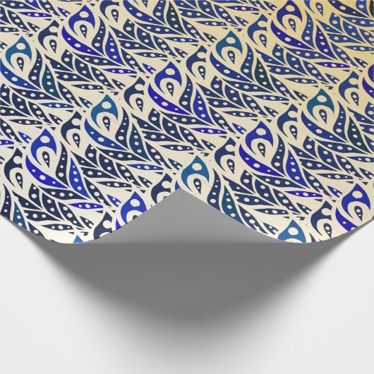 Filmspiegels voor goudblauw en goudveer cadeaupapier (Hoek)