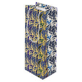 Filmspiegels voor goudblauw en goudveer wijn cadeautas (Voorkant Gekanteld)