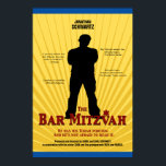 FilmStar Bar Mitzvah Poster Yellow Blue<br><div class="desc">Hij is de ster. Maak van zijn Bar Mitzvah een première om het te herinneren. Dit poster plaatst de toon voor de partij. "Een beperkt verloving. Alleen 's nachts." staat bovenaan, samen met de naam van uw zoon. Een cool silhouet - de armen kruisten - vertegenwoordigt uw zoon. De lof...</div>