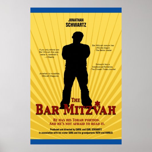 FilmStar Bar Mitzvah Poster Yellow Blue (Voorkant)