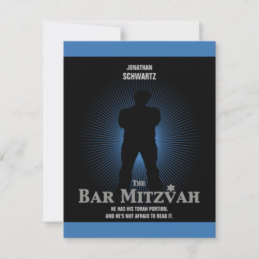 FilmStar Bar Mitzvah Reply RSVP Black Navy Blue (Voorkant)