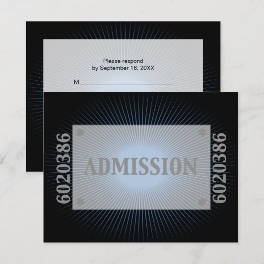 FilmStar Bar Mitzvah Reply RSVP Black Navy Blue (Voorkant / Achterkant)