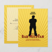 FilmStar Bar Mitzvah Reply RSVP Yellow Blue (Voorkant / Achterkant)