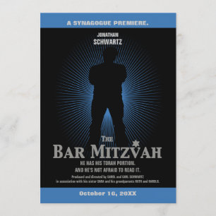 FilmStar Bar Mitzvah Uitnodiging - Zwart marinebla