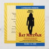 FilmStar Bat Mitzvah Uitnodiging Geel Blauw (Voorkant / Achterkant)