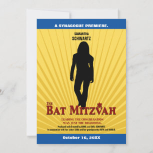 FilmStar Bat Mitzvah Uitnodiging Geel Blauw