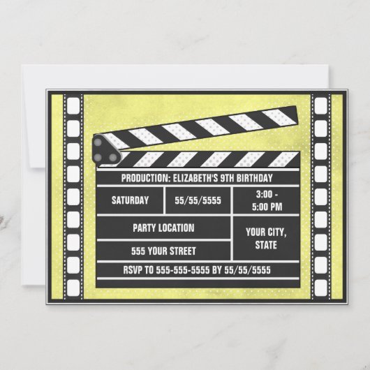 Filmstartdag Clapboard Yellow Kaart (Voorkant)
