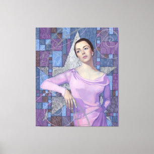 Filmster Actrice 20th Century, paarse en zilveren Canvas Afdruk
