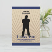 Filmster Bar Mitswa Dank je wel dan Navy Blue Bedankkaart (Staand voorkant)