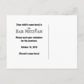 Filmster Bar Mitswa Red de datum Black Navy Aankondigingskaart (Achterkant)