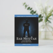 Filmster Bar Mitswa Red de datum Black Navy Aankondigingskaart (Staand voorkant)