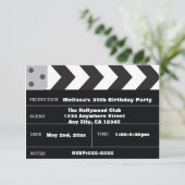 Filmster Cinema Clapper Hollywood Uitnodiging (Staand voorkant)