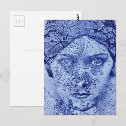 Filmster Gloria Swanson in het blauw, 1920 Briefkaart (Voorkant / Achterkant)