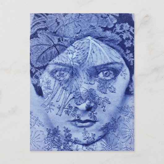 Filmster Gloria Swanson in het blauw, 1920 Briefkaart (Voorkant)