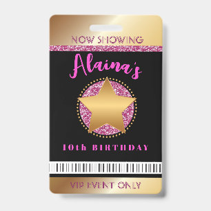 FILMSTER HOLLYWOOD BROADWAY Verjaardag VIP Pas Ba Badge