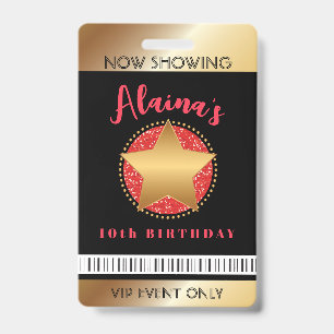 FILMSTER HOLLYWOOD BROADWAY Verjaardag VIP Pas Badge